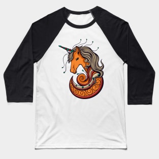 Unicorn Head Illustration Baseball T-Shirt